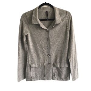 TANA + BEE Cashmere Wool Button Front Blazer Cardigan Sweater Grey S